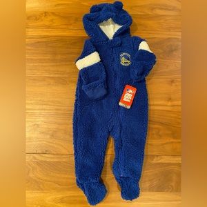 NBA Newborn Teddy Fleece Onesie - Golden State Warriors - 6M